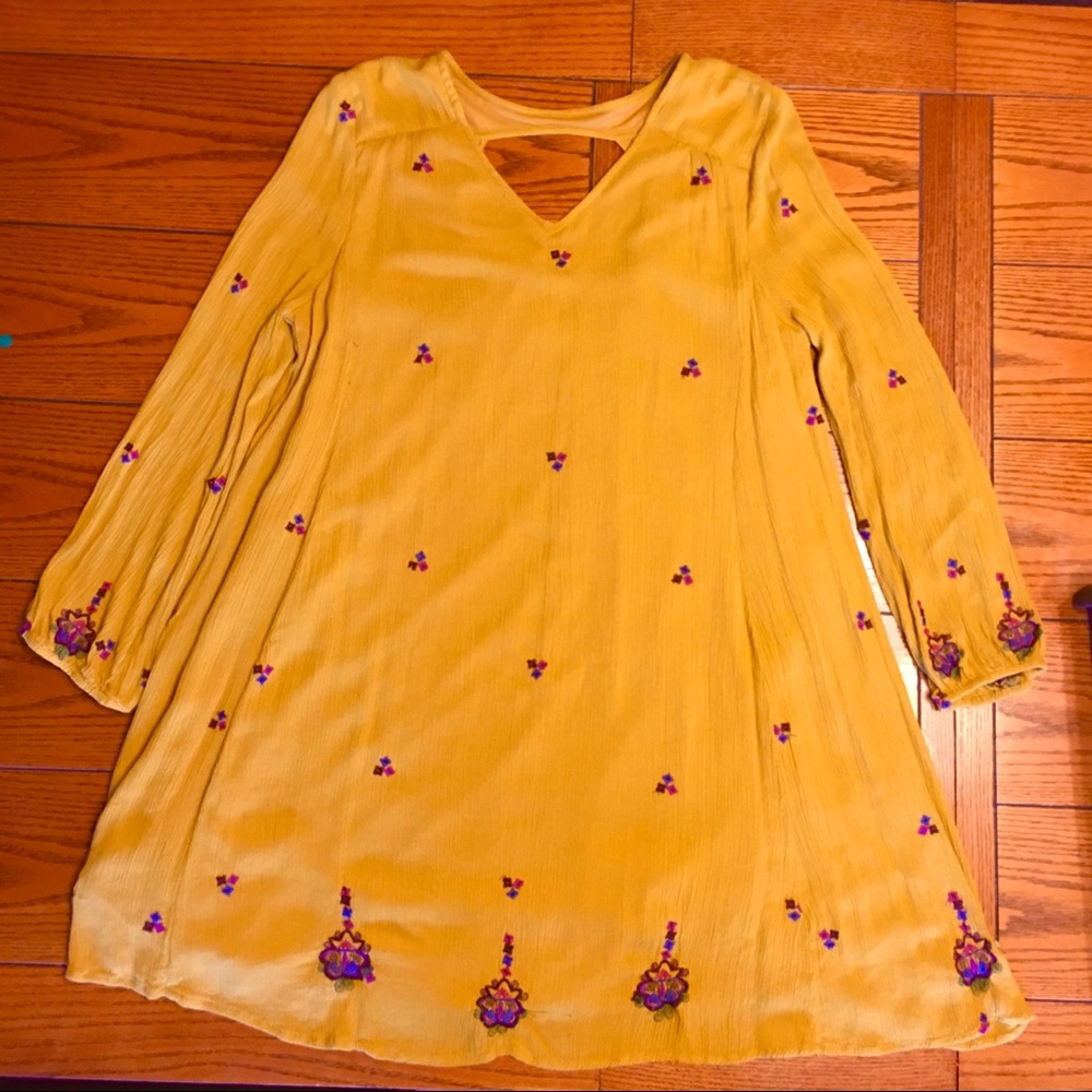Mustard Long Sleeve Bohemian Dress
